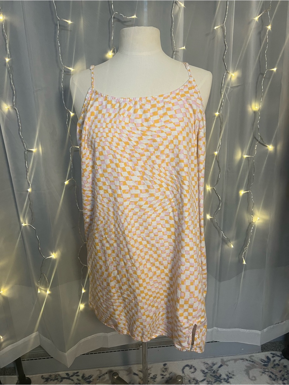 ELOQUII Pink & White Checker Slip Dress size 16